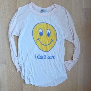 Wildfox Kids 'I Don't Care' Long Sleeve Shirt - Pink and White